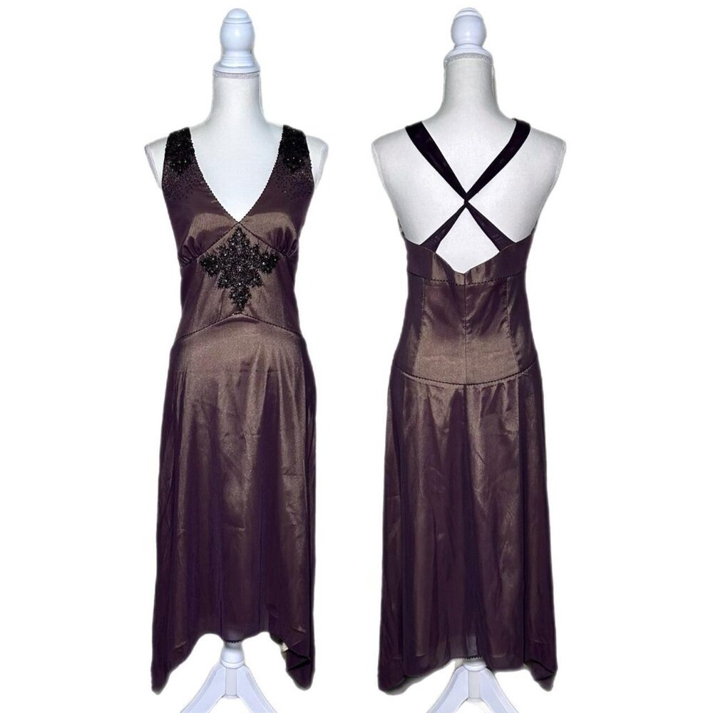 Vintage Early 00’s Laundry by Shelli Segal Beaded Roaring 20’s Gatsby Vibe Dress